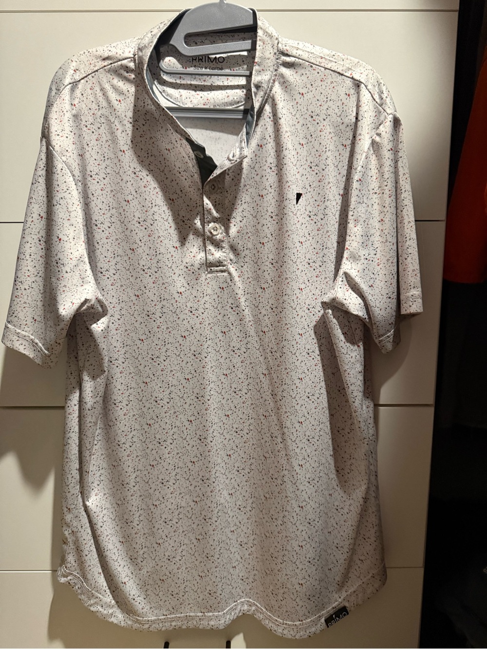 Primo Blade Collar Polo - White w/ Red and Grey Speckle
